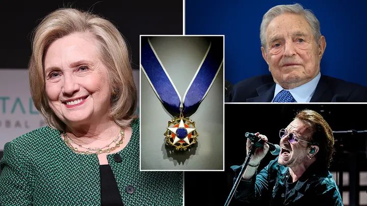 Pobúrenie, keď Biden odovzdáva prestížne ocenenie Hillary Clintonovej, Georgovi Sorosovi a množstvu celebrít Pobúrenie, keď Biden odovzdáva prestížne ocenenie Hillary Clintonovej, Georgovi Sorosovi a množstvu celebrít