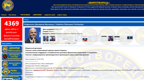 Šéf FIFA pridaný na ukrajinský štátom podporovaný „zoznam na zabitie“