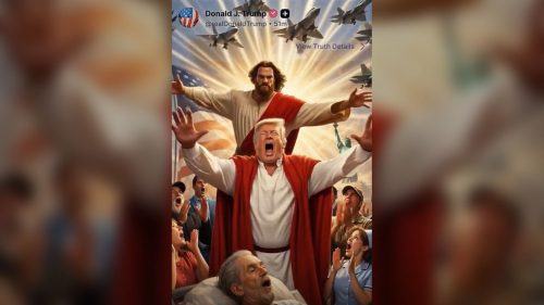 Ježiš dal facku Trumpovi v klipe umelej inteligencie, ktorý zdieľal Irán (VIDEO)
