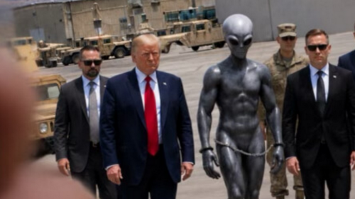 Trump zverejnil záber umelej inteligencie s mimozemšťanom v putách
