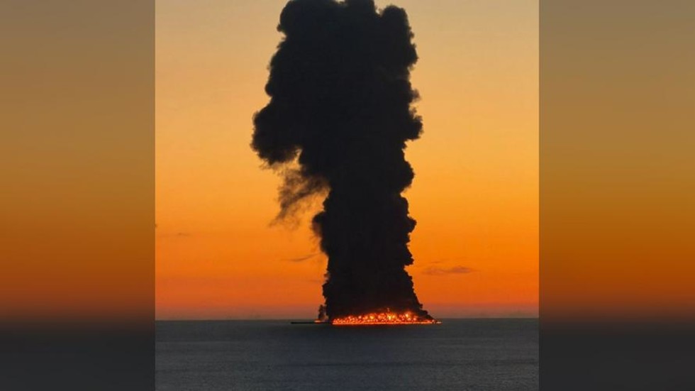 Ropný tanker v plameňoch po útoku námorného dronu pri ruskom pobreží Čierneho mora Ropný tanker v plameňoch po útoku námorného dronu pri ruskom pobreží Čierneho mora